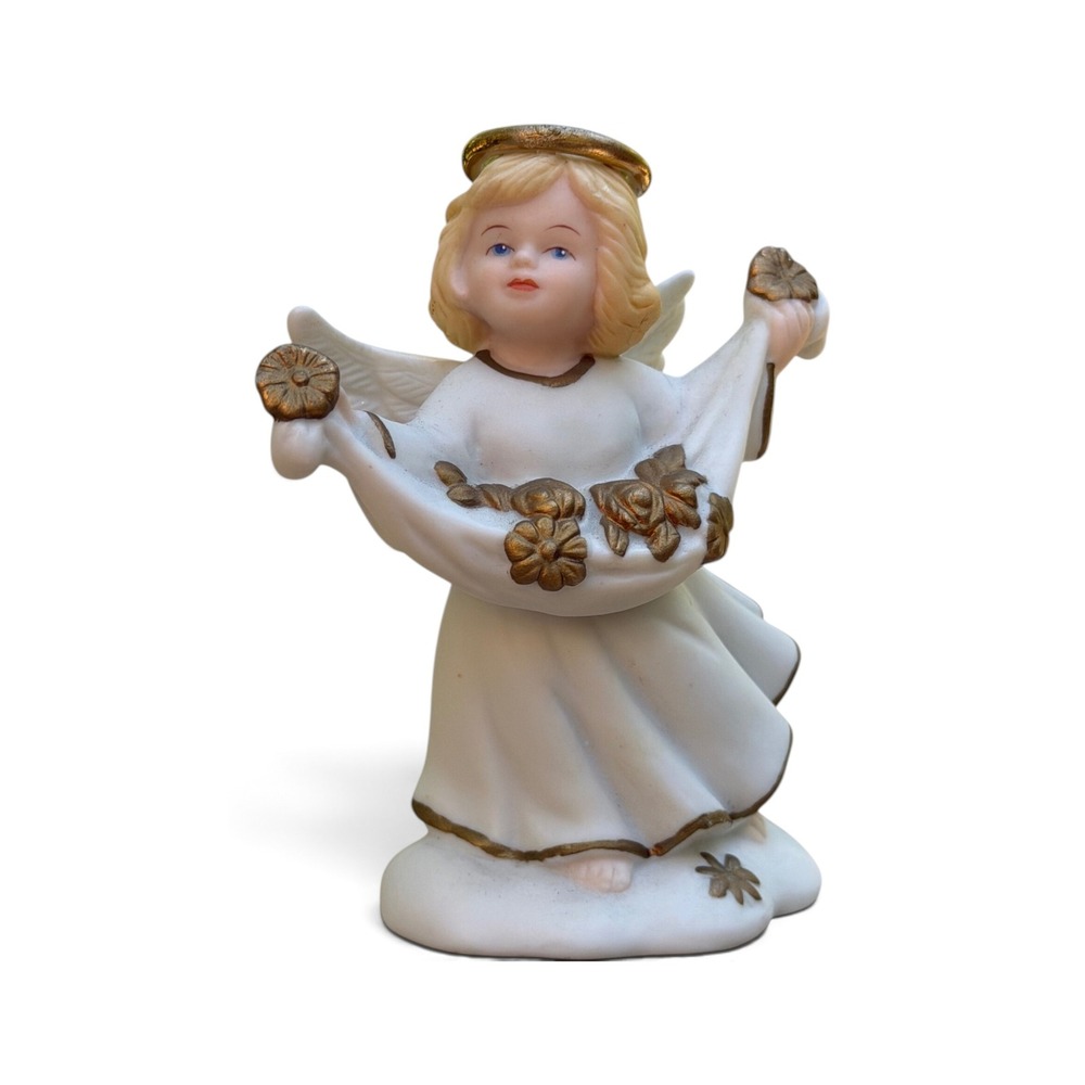 Bronson Collectibles Angel Figurine Blossoming Blanche 1996 White Gold 4in